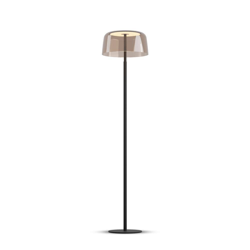 Koncept Lighting YUF-SW-MTB+STEA Yurei Floor Lamp (Matte Black) with 14" Acrylic Shade, Tea